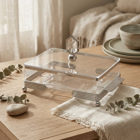 Acrylic & Metal Rectangular Serving Platter Small